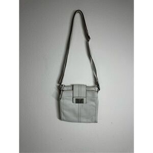 TIGNANELLO Soft White Pebbled Leather Crossbody Bag Adjustable Organizer